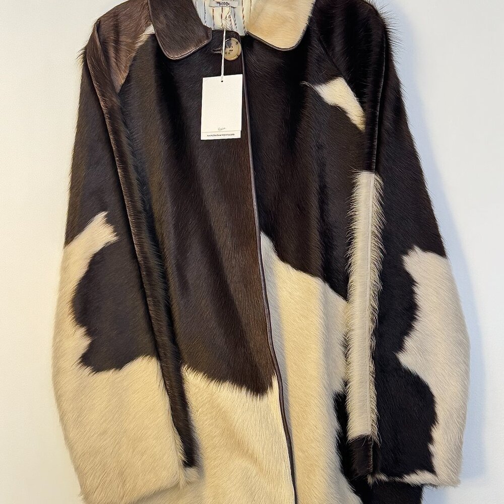 Bode NWT Leather-Pony Hair Cow Print Coat - Picture 7 of 7
